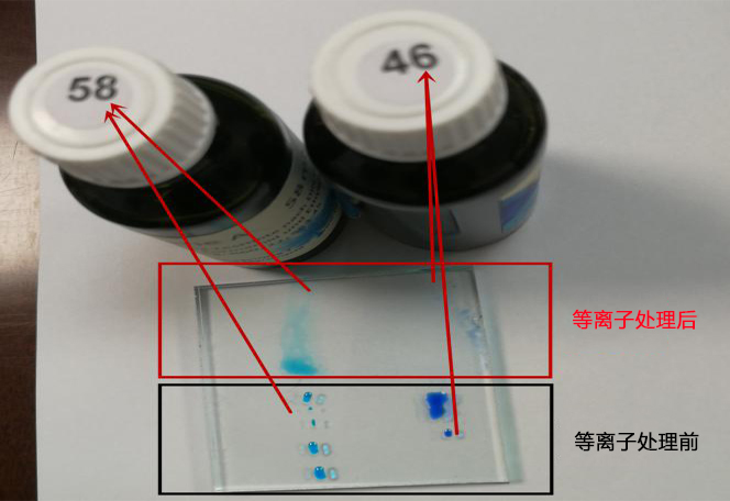 等離子處理前后達因值對比